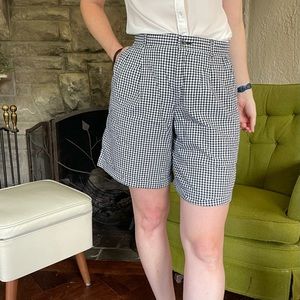 Vintage gingham black and white Bermuda shorts high rise pleated